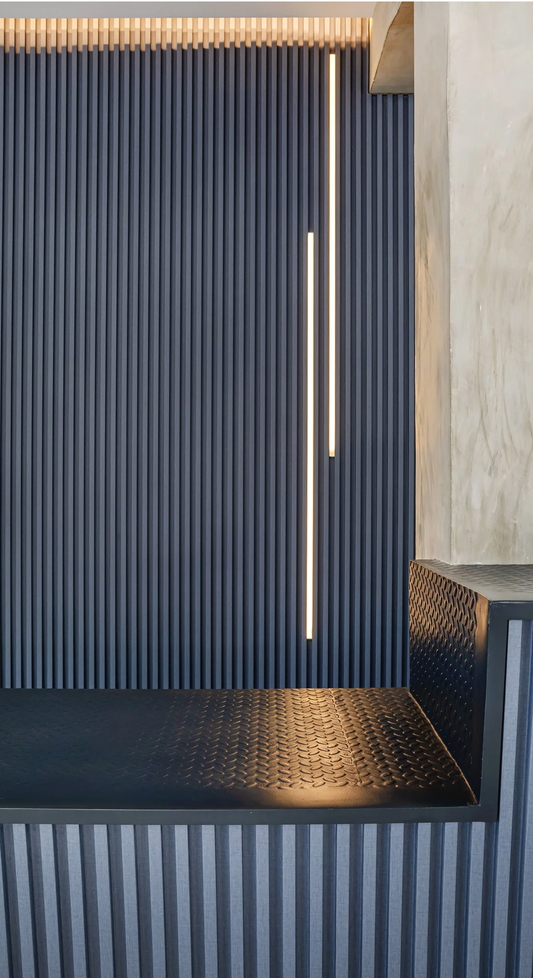 (PRE-VENTA) - Caja Panel Decorativo - Azul Oxford - Revestimiento Línea Textil - Caja 10 un- 3.8 m²- Wall Panel WPC- Revestimiento Interior / exterior techado