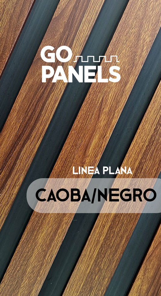 Caoba/Negro - Plano - Caja Panel Decorativo - Revestimiento Línea Plana - Caja 10 un-4.8M2 - Wall Panel WPC- Revestimiento Interior y Exterior Techado
