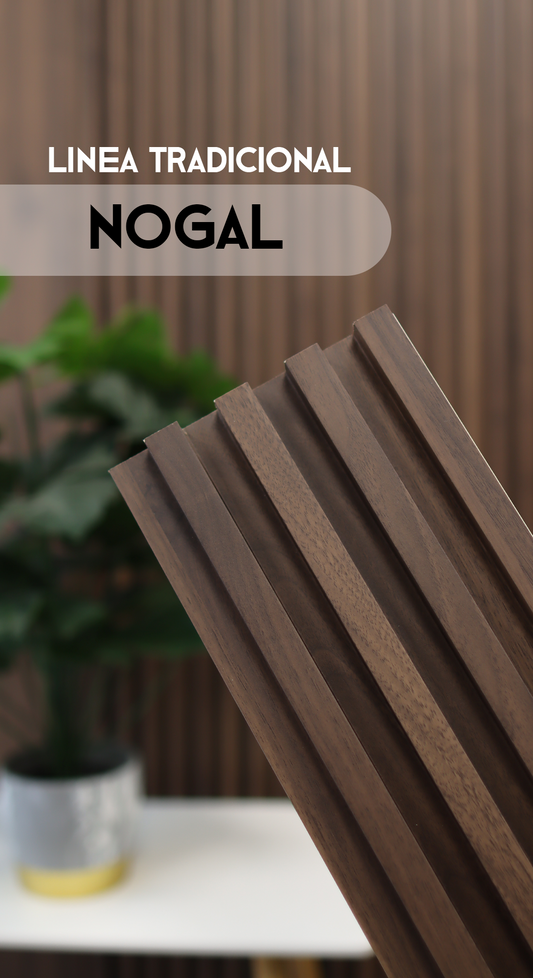 Nogal - Tradicional - Caja Panel Decorativo - Revestimiento Línea Tradicional - Caja 10 un - 3.8 m²- Wall Panel WPC - Revestimiento Interior y Exterior Techado