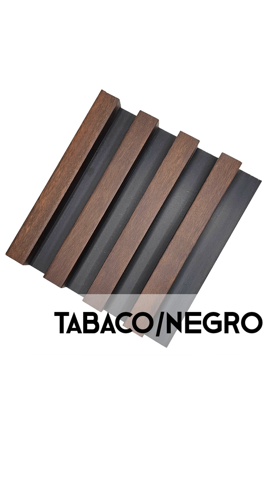 Tabaco/Negro - Tradicional - Caja Panel Decorativo - Revestimiento Línea Tradicional - Caja 10 un - 3.8 m²- Wall Panel WPC - Revestimiento Interior y Exterior Techado