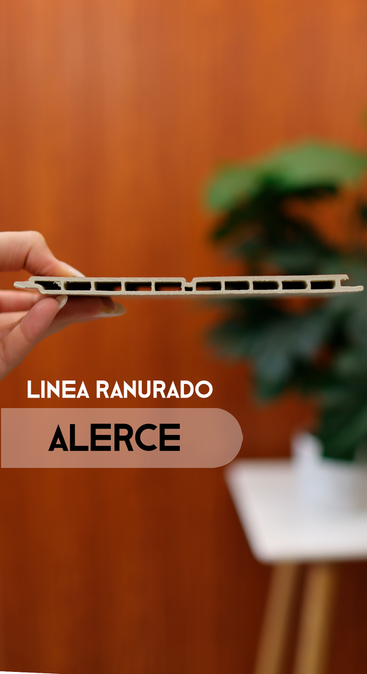 Alerce - Ranurado - Caja Panel Decorativo - Revestimiento Línea Ranurado - Caja 10 un- 4.1 m² - Wall Panel WPC - Revestimiento Interior y Exterior Techado