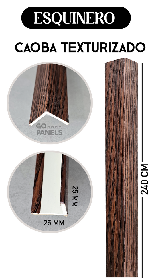 PERFIL ESQUINERO CAOBA TEXTURIZADO 2,5X2,5X240 CM