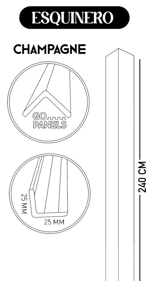 PERFIL ESQUINERO CHAMPAGNE 2,5X2,5X240 CM
