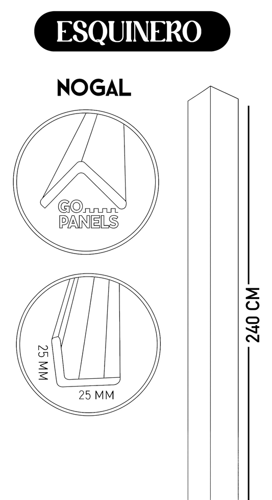 PERFIL ESQUINERO NOGAL 2,5X2,5X240 CM