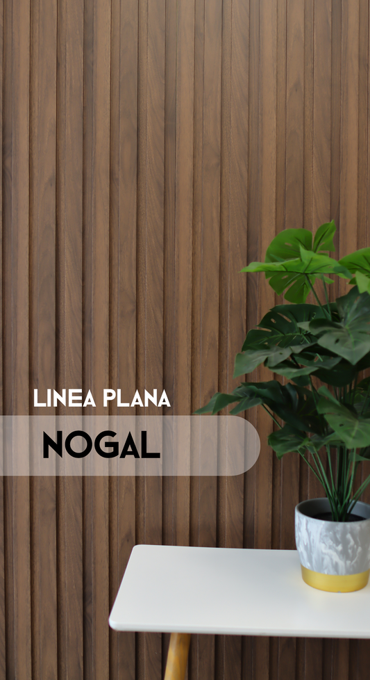 Nogal - Plano - Caja Panel Decorativo - Revestimiento Línea Plana - Caja 10 un -  4.8 m² - Wall Panel WPC - Revestimiento Interior y Exterior Techado