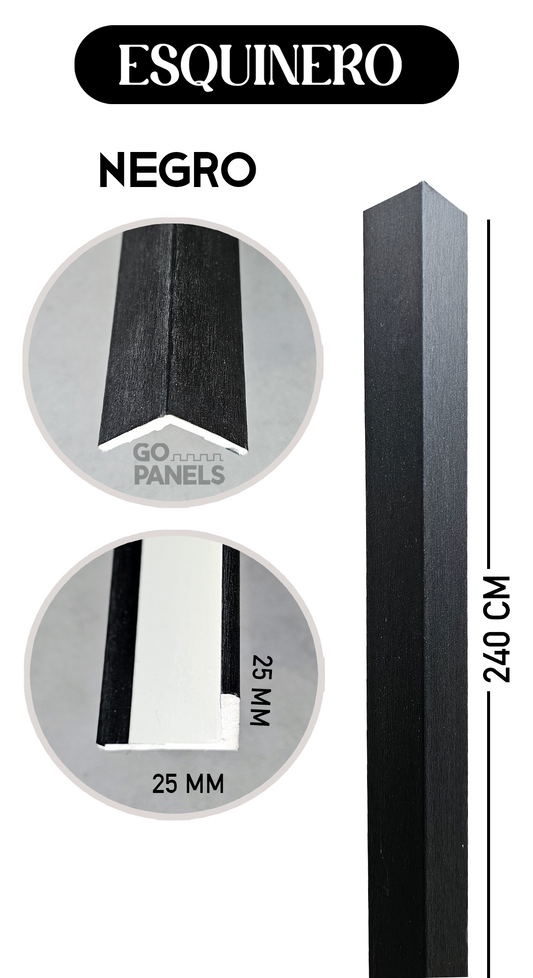 PERFIL ESQUINERO NEGRO 2,5X2,5X240 CM
