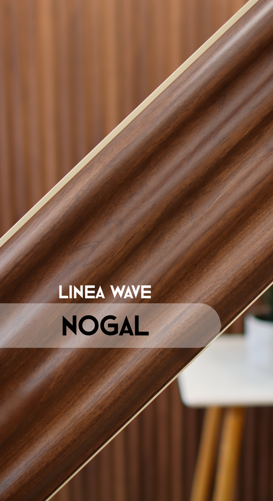 Nogal - Wave - Caja Panel Decorativo - Revestimiento Línea Wave - Caja 10 un -  4.8 m² - Wall Panel WPC - Revestimiento Interior y Exterior Techado